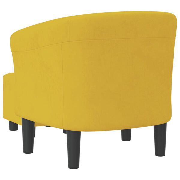 Fauteuil Cabriolet Velours Jaune avec Repose-Pieds Style Vintage Chic