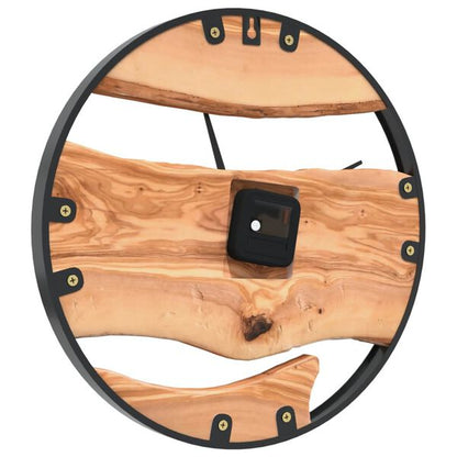 Horloge Murale Bois et Fer Style Industriel Élégant Ø35 cm