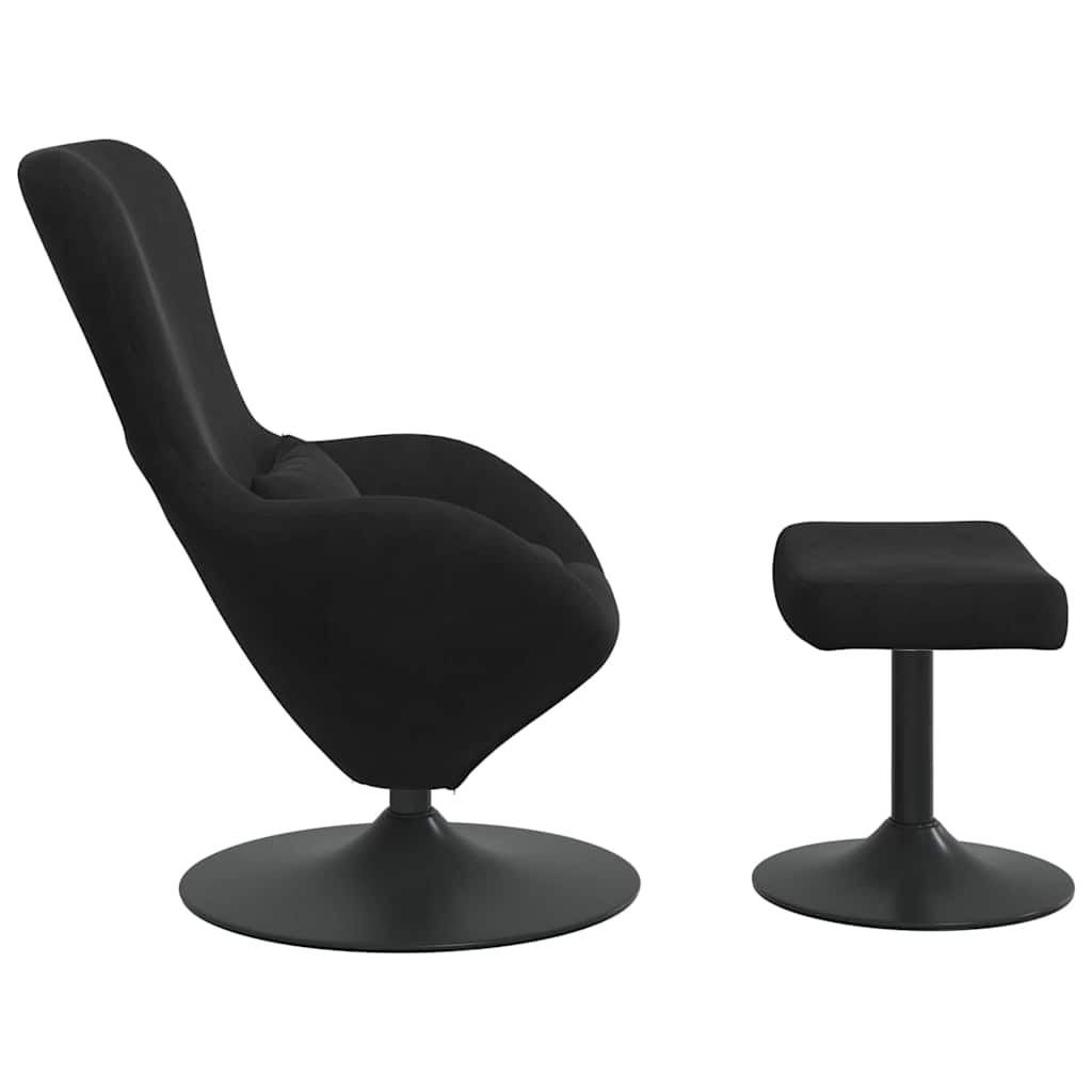 Fauteuil Œuf Velours Noir avec Repose-Pieds Design Lounge