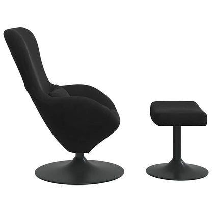 Fauteuil Œuf Velours Noir avec Repose-Pieds Design Lounge