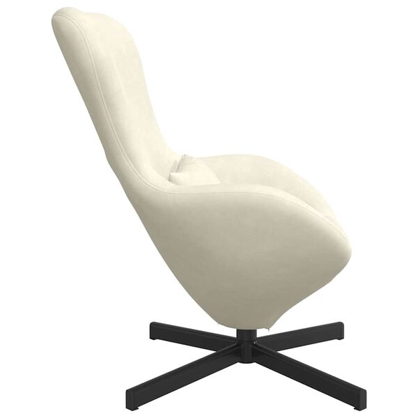Fauteuil Œuf Crème Velours Design Lounge Pivotant