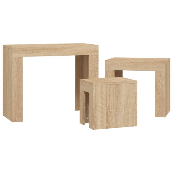 Tables Basses Gigognes Chêne Sonoma Design Contemporain – Set de 3