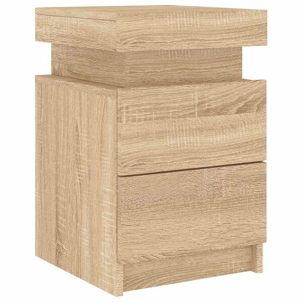 Table de Chevet LED Chêne Sonoma Ambiance Moderne