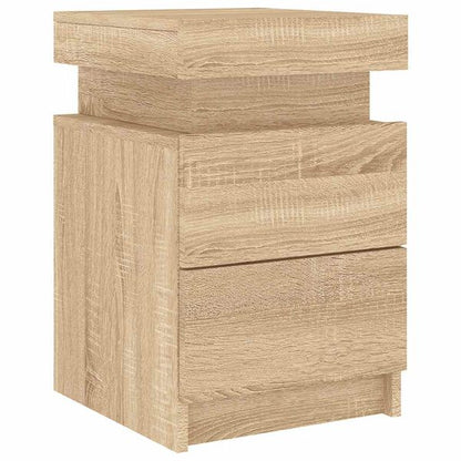 Table de Chevet LED Chêne Sonoma Ambiance Moderne