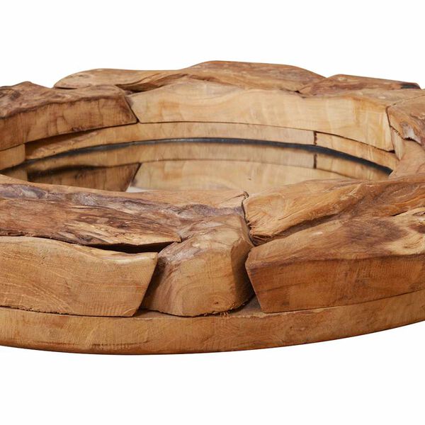 Miroir Rond Teck Massif Style Naturel Bohème