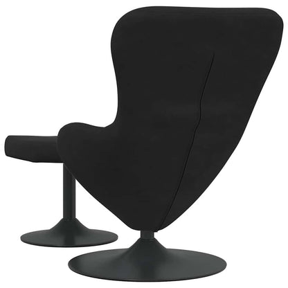 Fauteuil Œuf Velours Noir avec Repose-Pieds Design Lounge