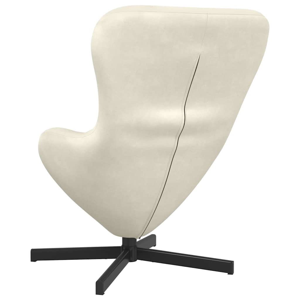 Fauteuil Œuf Crème Velours Design Lounge Pivotant