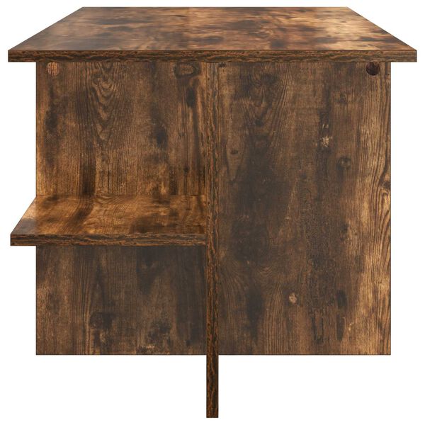 Table Basse Chêne Fumé avec Étagères Design contemporain