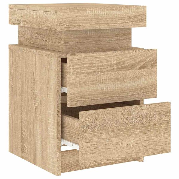 Table de Chevet LED Chêne Sonoma Ambiance Moderne