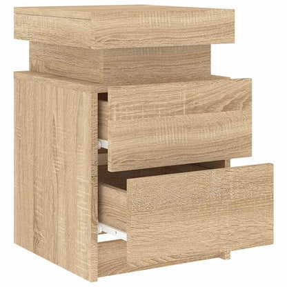 Table de Chevet LED Chêne Sonoma Ambiance Moderne
