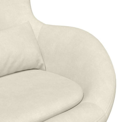 Fauteuil Œuf Crème Velours Design Lounge Pivotant