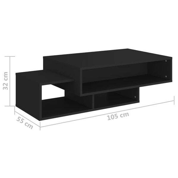 Table Basse Noire Design Moderne avec Rangements