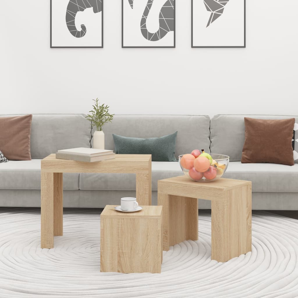 Tables Basses Gigognes Chêne Sonoma Design Contemporain – Set de 3