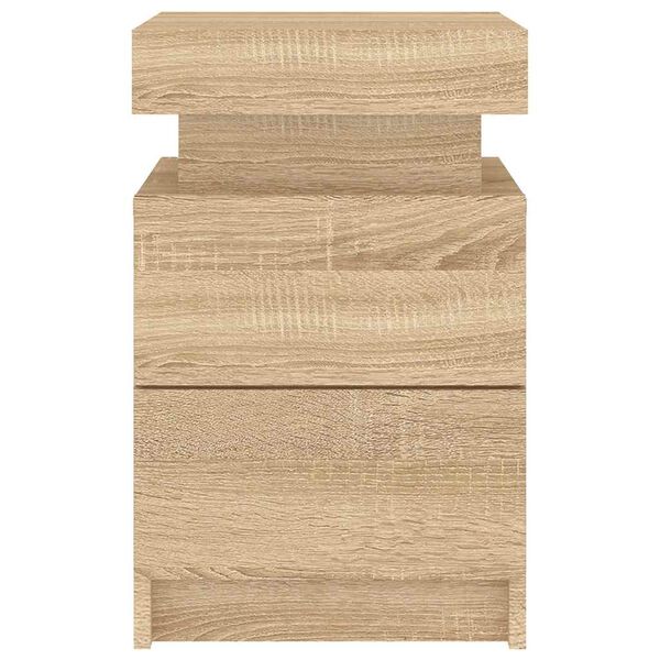 Table de Chevet LED Chêne Sonoma Ambiance Moderne