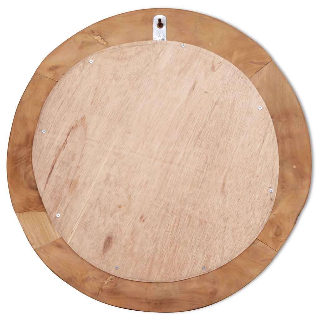 Miroir Rond Teck Massif Style Naturel Bohème