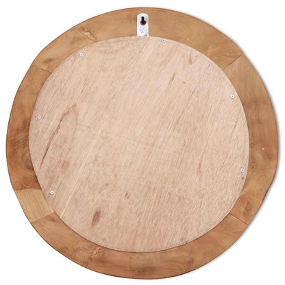 Miroir Rond Teck Massif Style Naturel Bohème