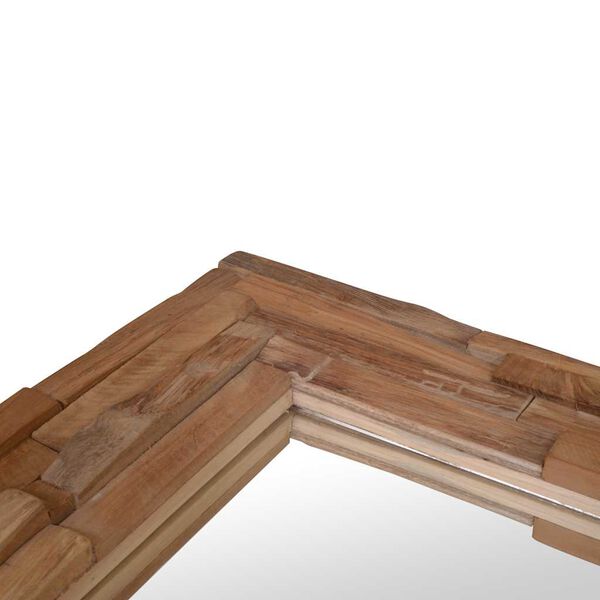 Miroir Carré Teck Massif 60x60 cm Style Naturel Authentique