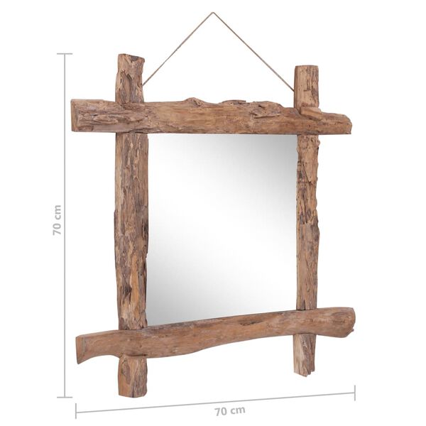 Miroir Bois Recyclé Teck Massif Style Atelier Authentique