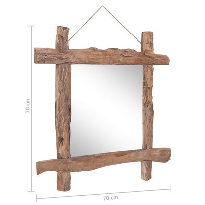 Miroir Bois Recyclé Teck Massif Style Atelier Authentique