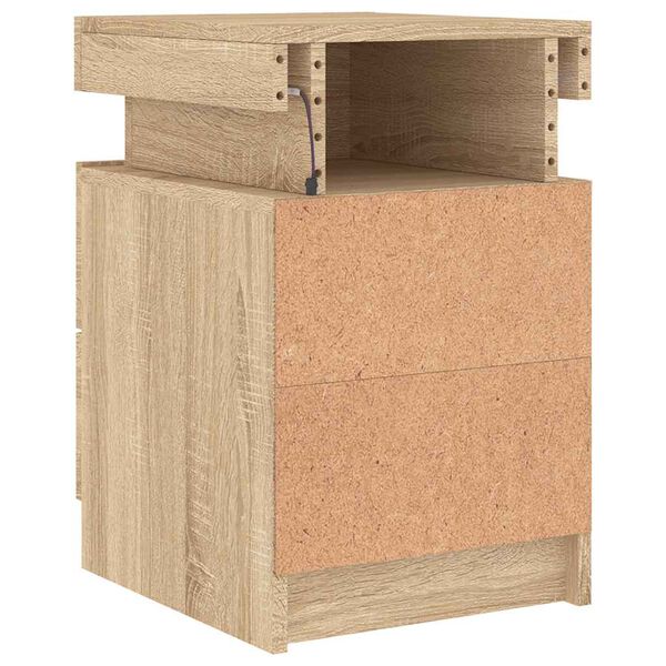 Table de Chevet LED Chêne Sonoma Ambiance Moderne