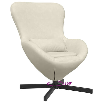 Fauteuil Œuf Crème Velours Design Lounge Pivotant