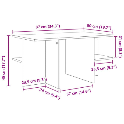 Table Basse Chêne Fumé avec Étagères Design contemporain