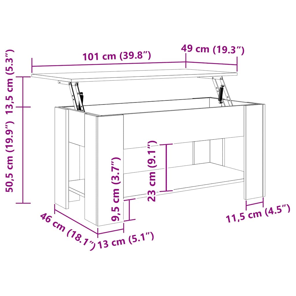 Table Basse Gris Béton Plateau Relevable Design Contemporain