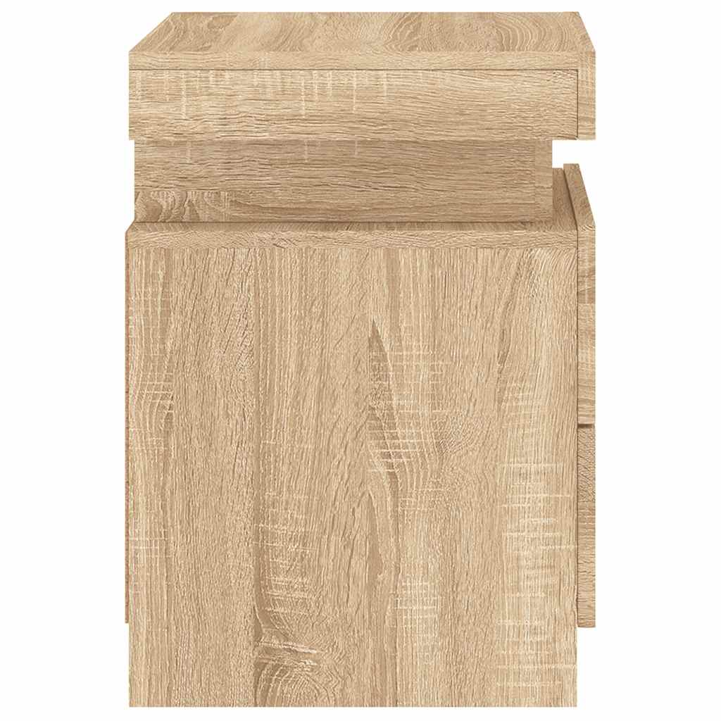Table de Chevet LED Chêne Sonoma Ambiance Moderne