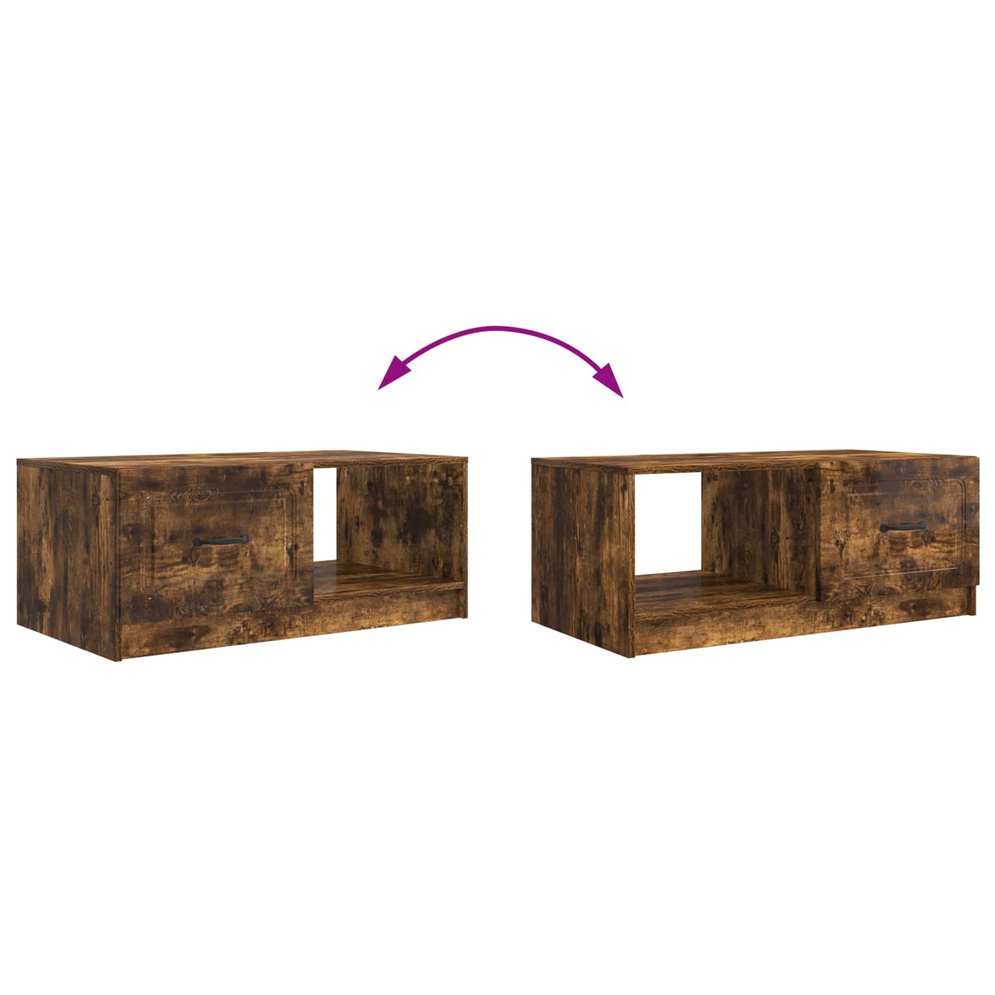 Table Basse Chêne Fumé avec Rangement Design Contemporain