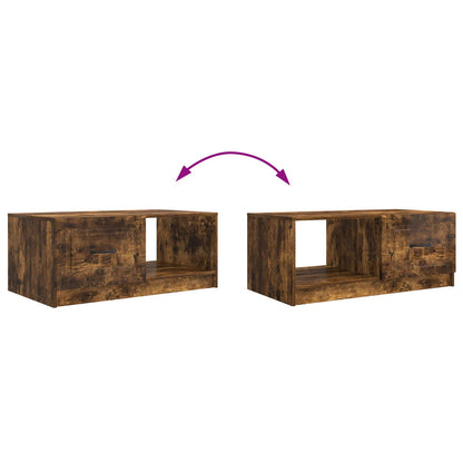 Table Basse Chêne Fumé avec Rangement Design Contemporain