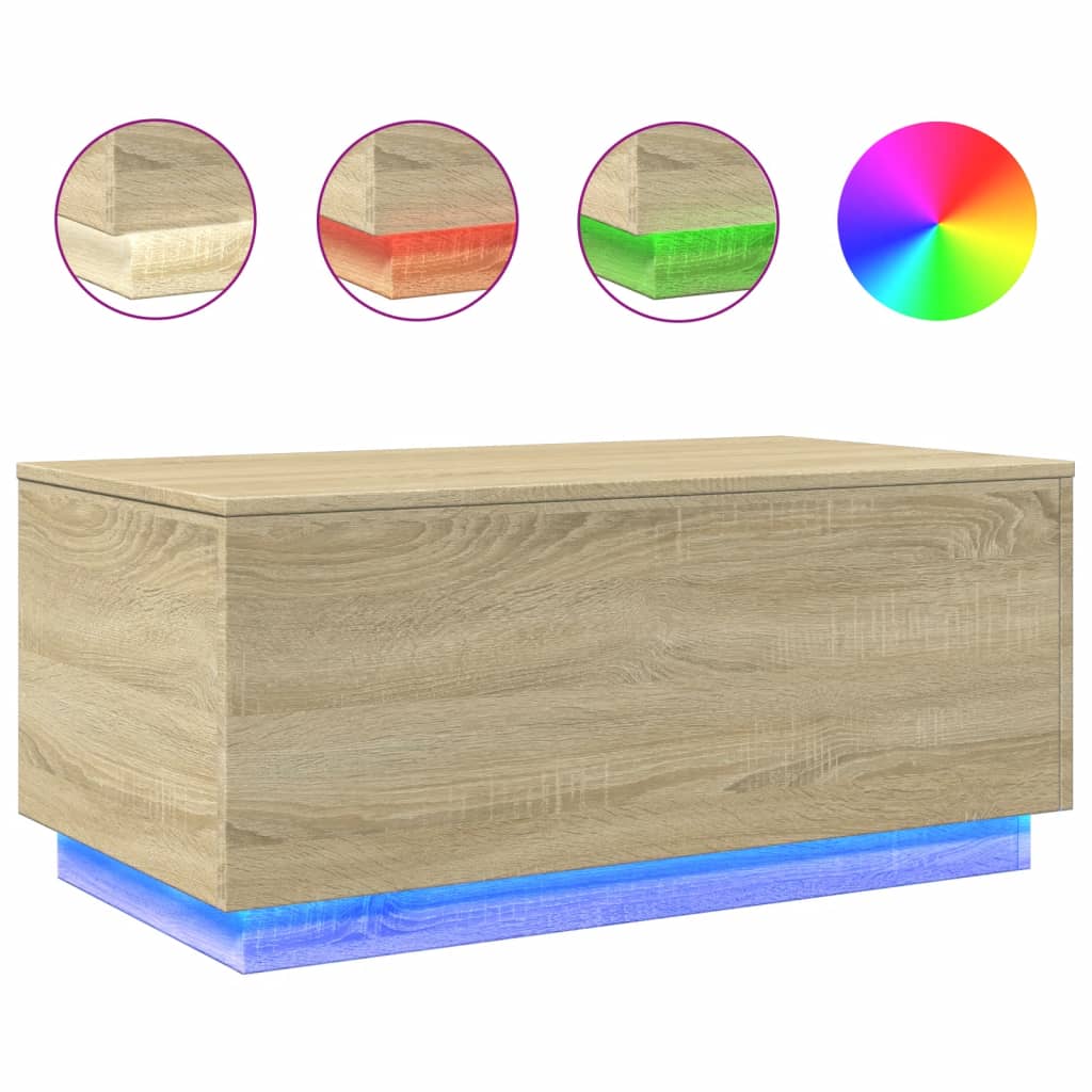 Table basse LED chêne sonoma design contemporain