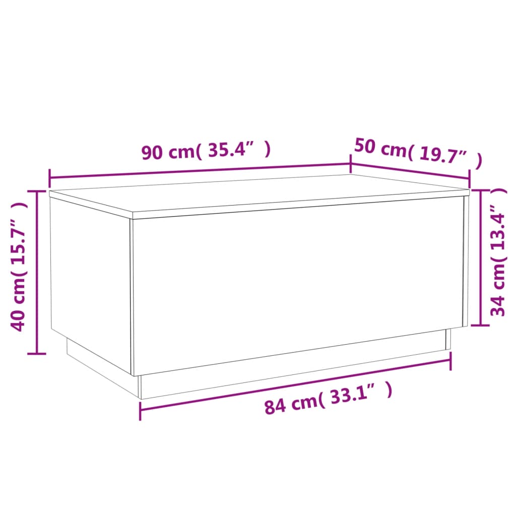 Table basse LED chêne sonoma design contemporain