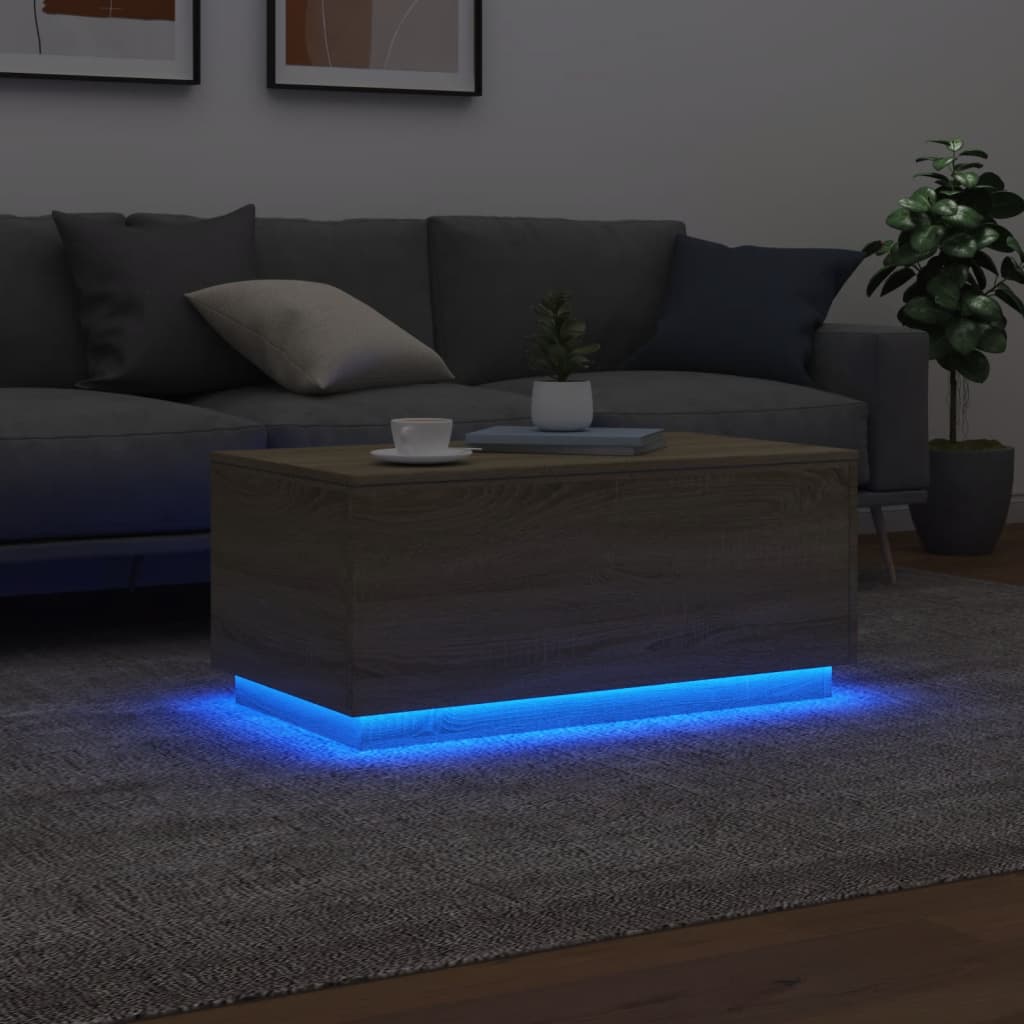 Table basse LED chêne sonoma design contemporain